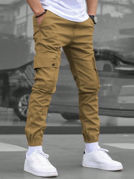 Manfinity LEGND Men's Drawstring Waist Workwear Jogger Pants With Pockets