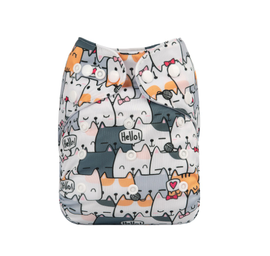 Alva Baby Cloth Diapers 1Set With Bamboo Charcoal Insert Printed Washable Diapers Cloth Diaper Pocket Nappy D32