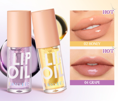 BANXEER Plump Shiny Crystal Lip Oil Moisturizing Lightweight Reduce Lip Lines Non-Stick CUP Lip Gloss Makeup 6 Colors