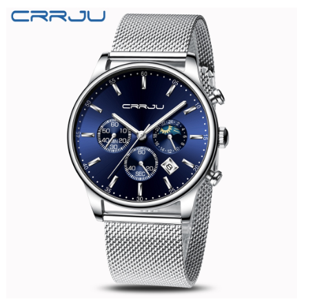 CRRJU Luxury Brand Mens Sport Watches Military Stainless Steel Quartz Waterproof 2266 X M05
