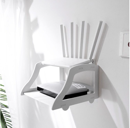 Wooden Wall Mounted Wifi Router Shelf Set-Top Box Bracket Storage Box Double Floating Shelf