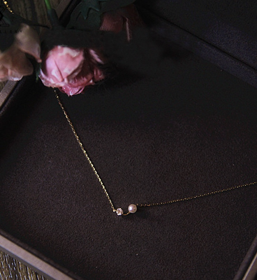 Silver K-Plated Necklace  Diamond Pearl Pendant Clavicle Chain