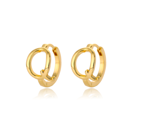 Kaijiang Anting-anting Initial Letter Hoop Earrings For Women A-Z Letter Piercing Stainless Steel Earring Korean Fashion Jewelry Q