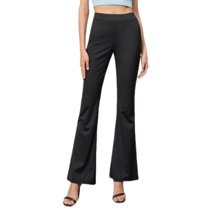 Lovito Casual Plain Basic Flare Leg Pants for Women L07004