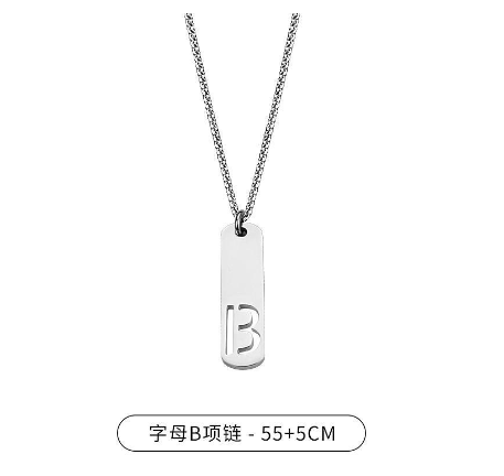Stainless Steel 26 English Alphabet Pendant Necklace Fashion Men's Letter Necklace Jewelry Wholesale B