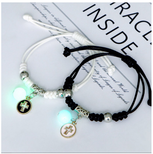 2Pcs Glow in the Dark Luminous Bracelet For Women Adjustable Fashion Women Men Couple Bracelet Best Friends Bracelets B10
