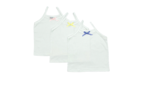 San-ai Infant Baby Plain White Strap Sando with Ribbon 3 in 1