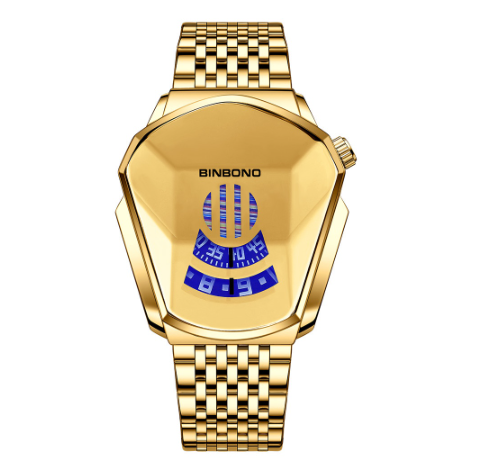 BINBOND Original Locomotive Unique Stainless Luxury Waterproof Gold Swiss Touch Watch For Men Trendy Watch Style Concept Watch M5