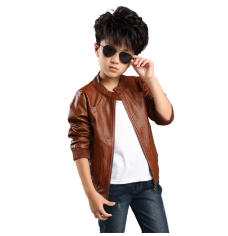 Kids Boys Clothing PU Leather Jacket Kids Outwear Teen Boys Coat Clothes
