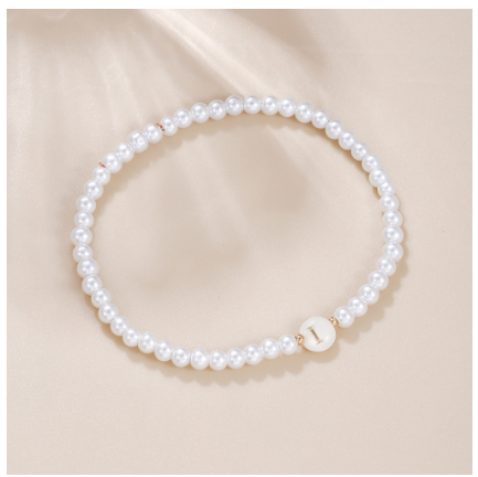 26 Letter Pearl Bracelet for Women Men Fashion Handmade Elastic Friendship Wristband Gift Jewelry I