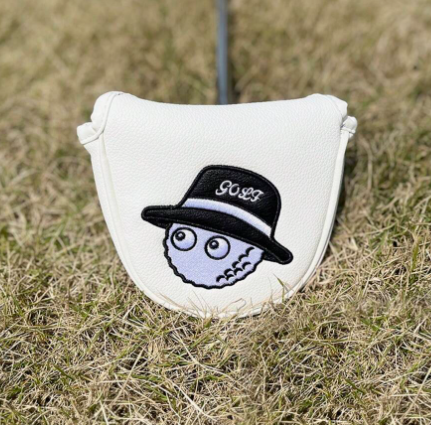 1pc Cartoon Embroidered Pattern Magnetic Closure Golf Club Cover, Waterproof And Wear-Resistant PU Fabric, Super Soft Lining Club Head Cover