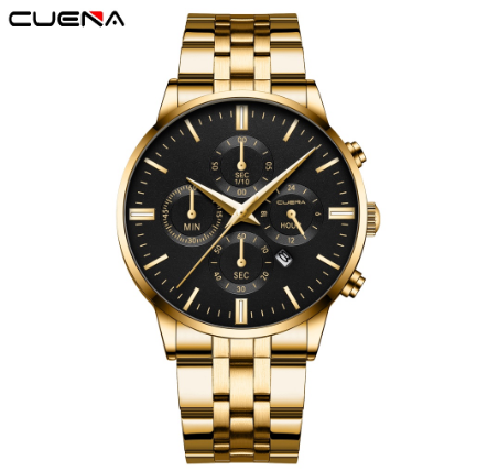 CUENA Men's Watch Top Brand Simple Fashion Business Analog Quartz All Steel Waterproof 6022 M4