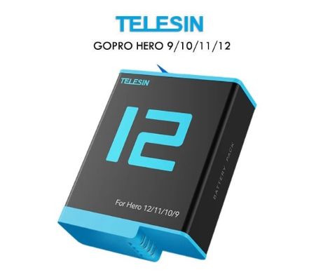 Telesin Rechargeable Battery 1750mAH for GoPro Hero 12, 11, 10, 9 Action Cameras GP-BTR-901-D