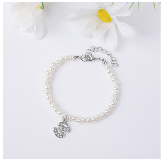 26 Letters Alphabet Initials Pearl Beaded Bracelet Bangle Women Jewelry Gift New