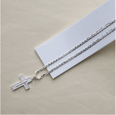 Silver TB022 92.5% Italy Silver Men's Necklace Pendant Classic Cross Design