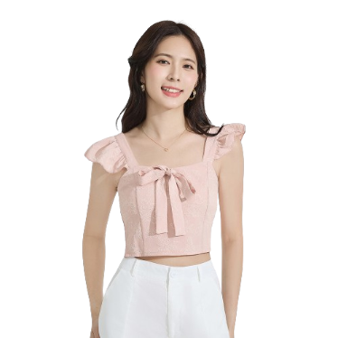 Lovito Women Casual Plain Knot Plicated Tank Top L77ED066