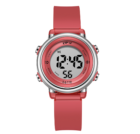 TPW 35mm Sports Watch Seven Colours Backlight Week Display Wristwatch 3ATM Waterproof Watch RED