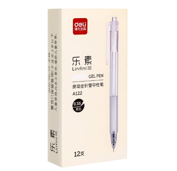 Deli A122 Gel Pen 0.35mm Black 12Pcs/Box