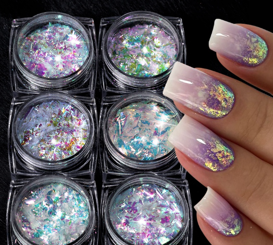 BORN PRETTY Aurora Nail Glitter Flakes Irregular Sparkly Gradient Sequins Manicure DIY Nail Art Decoration