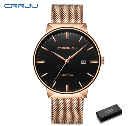 CRRJU Men Watches Luxury Top Brand Stainless Steel Fashion Quartz Ultra Thin Waterproof 2213 001