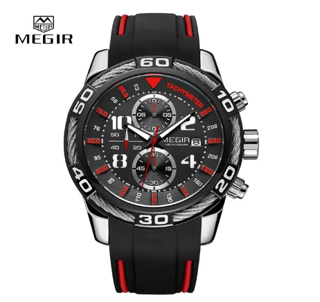 Luxury MEGIR Brand Quartz Silicone Chronograph Analog Automatic date waterproof Men's Watches M1