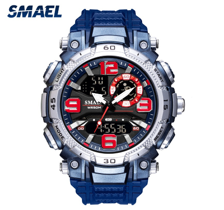 Original Luxury Fashion Luminous Waterproof Men's Watch LED Digital Sports Leisure Silicone Watch BLUE