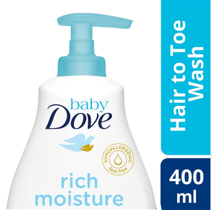 Baby Dove Hair to Toe Wash Rich Moisture 400ml for Dry Skin