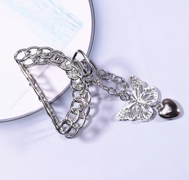 Women Vintage Hollow Geometric Butterfly Chain Pendant Metal Hair Claws Elegant Hair Clips