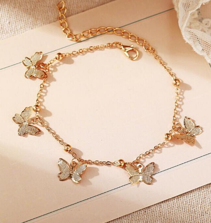 18k Gold Plated butterfly Spring Anklets for Women fashion korean simple style elegant items