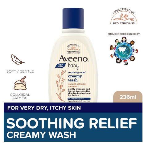 Aveeno Baby Soothing Relief Creamy Wash 236ml - Lotion For Newborn Baby, Sensitive Skin, Eczema