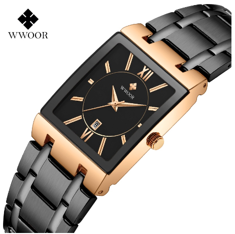 Wwoor Men Watches Waterproof Quartz Gold Watch Stainless Steel Strap Wristwatch Business 8858 005