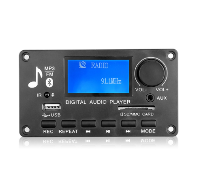 Bluetooth 5.0 LCD Screen Decoder Board Mp3 DC 12V WMA WAV TF USB FM with Recording Function Audio Module
