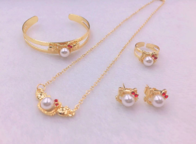 Bangkok gold Kids 4in1 Earring Necklace Bracelet Ring