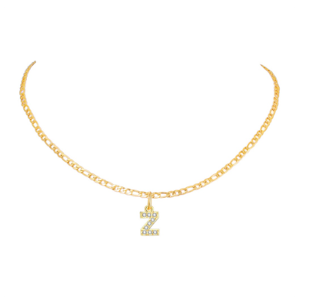 Vnox 14 Yellow Gold Plated Cubic Zirconia Initial Necklace Letter Necklaces for Women 20inch Chain Z