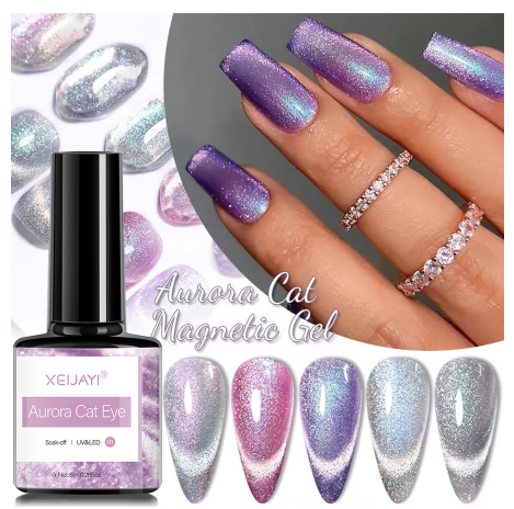 1Pc 8Ml Red Aurora Cat Eye Gel Nail Polish Soak-Off Uv / Led Gel Nail Polish Suitable For Salon And Home Diy Nail Art