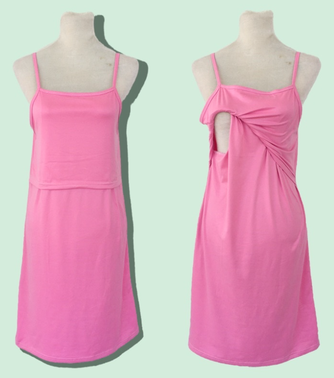 Best Moms Maternity and Nursing Spaghetti Dress Breastfeeding Wear PINK