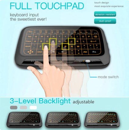 2.4GHz Wireless Keyboard Full Screen Air Touch QWERTY Smart Keyboard Air Mouse Backlight Touchpad for Android Google TV Box
