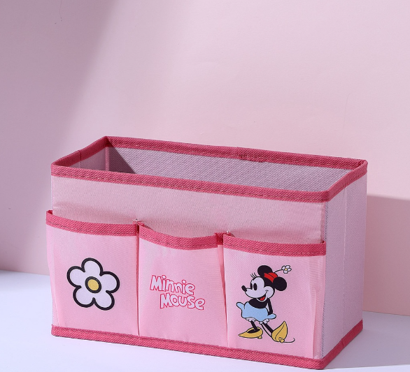 Mickey Mouse Collection Fabric Storage Box with 3 Pockets Minnie
