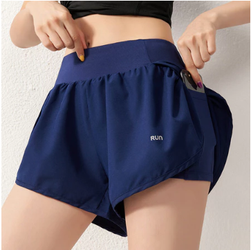 Women‘s High Waist Athletic Running Shorts Double Layer with Inner Pocket Casual Tennis Sports Yoga Shorts