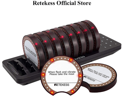 Retekess TD162 Wireless Calling Paging System Beeper Page with Buzzers for Restaurant Clinic Coffee Shop Food Truck