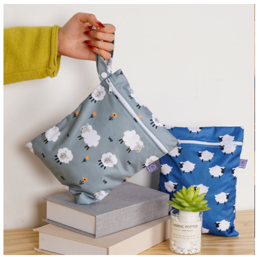 Elinfant 2 Pcs Set Mini Eco-friendly Portable Waterproof Snack Bag Washable Reusable Baby Diaper bag 18 x 25cm s13