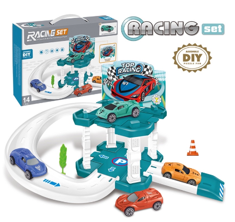 Children's DIY Mini Three-Dimensional Parking Lot Earth Track Car Model Combination set Toy