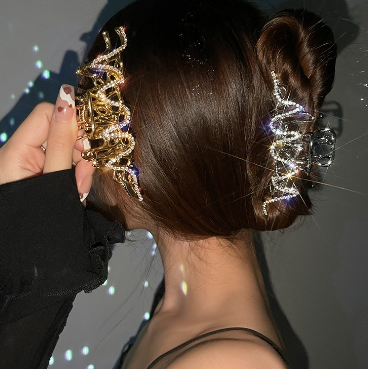 New Fashion Metal Large Medium Colored Shiny Rhinestone Hairpin Pan Hair Claw for Women Girl Hair Accessories Headwear