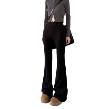 Lovito Women Casual Plain Basic Pants LNE27279 (Black)