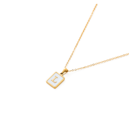 St.kunkka Stainless Steel Gold Letter Pendant Necklace Ladies A-Z Letter Necklace for Gift L