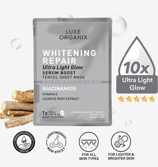 Luxe Organix Whitening Repair Serum Boost Sheet Mask 25ml