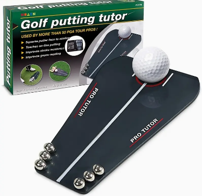 1pc Putting Guide Practice Board, Golf Putting Trainer, Indoor Outdoor Putting Aid With 6 Steel Beads