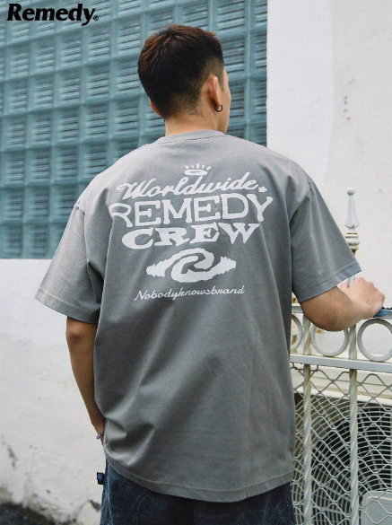 Remedy Chinese Style Summer New American-Style Brand Letter Printed T-Shirt, Cool Feeling Unisex Short Sleeve Couple Tee