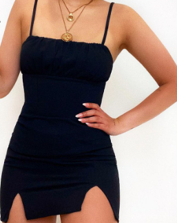 Summer Ruffle Sleeveless Backless Split Slim Mini Dress