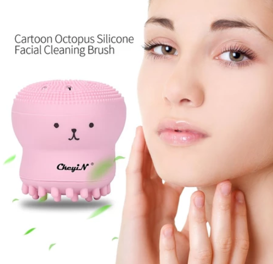 Ckeyin Cartoon Octopus Silicone Facial Cleaning Brush Facial Cleaner Massager MR240P